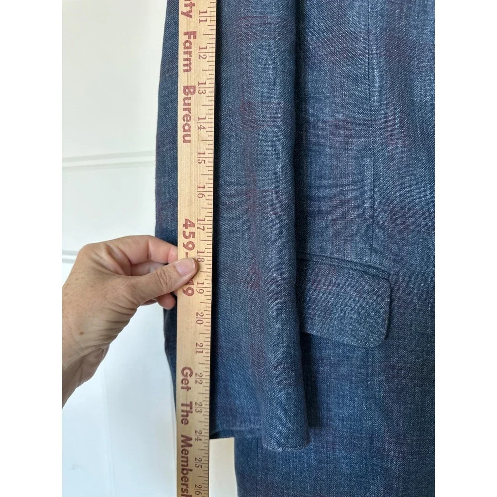 Boboli Line Firenze Linen Sport Jacket‎ EU 50 US 40 Italy Windowpane Plaid Blue